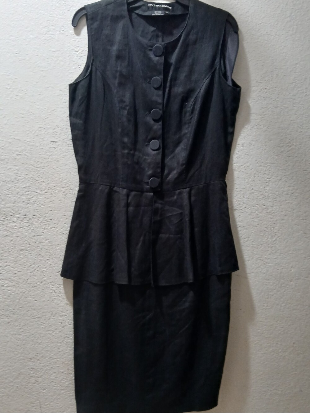 Andrea Jovine Black Sleeveless Peplum Midi Dress